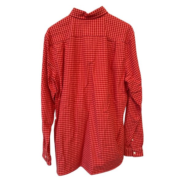 Lacoste Shirt Size Large Regular Fit Button Front Long Sleeve Gingham Cotton Red - Picture 2 of 9